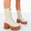 Ever Beige Laced Platform Chunky Sole Ankle Boots 1 Ever Beige Laced Platform Chunky Sole Ankle Boots -LoafLuxe Shop 771A4513