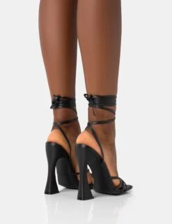 Wiley Black Pu Strappy Lace Up Square Toe Sculptural Block Heels 9 Wiley Black Pu Strappy Lace Up Square Toe Sculptural Block Heels -LoafLuxe Shop 771A4529