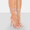 Lacey Pink Patent Square Toe Strappy Lace Up Stiletto Heels -LoafLuxe Shop 771A4541