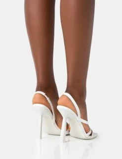 Roxie White Pu Asymmetric Strap Square Toe Stiletto Heels 9 Roxie White Pu Asymmetric Strap Square Toe Stiletto Heels -LoafLuxe Shop 771A4553