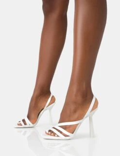Roxie White Pu Asymmetric Strap Square Toe Stiletto Heels 8 Roxie White Pu Asymmetric Strap Square Toe Stiletto Heels -LoafLuxe Shop 771A4554