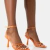 Bree Orange Patent Barely There Square Toe Mid Stiletto Heels -LoafLuxe Shop 771A4570