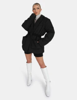 Belted Puffer Blazer Black -LoafLuxe Shop 771A45981