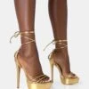 Muse Gold Metallic PU Strappy Lace Up Platform Pointed Toe Stiletto Heels -LoafLuxe Shop 771A4674