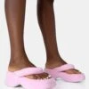 Havana Pink Towelling Flip Flop Chunky Platform Sandals -LoafLuxe Shop 771A4730