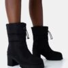 Vine Black Nylon Padded Toggle Ankle Boots -LoafLuxe Shop 771A4795