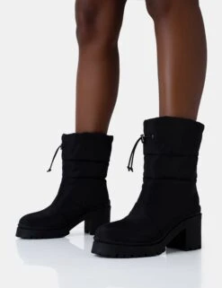 Vine Black Nylon Padded Toggle Ankle Boots -LoafLuxe Shop 771A4797
