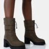 Vine Khaki Nylon Padded Toggle Ankle Boots -LoafLuxe Shop 771A4799