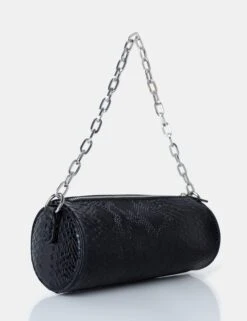 The Claudia Black Croc Shoulder Bag -LoafLuxe Shop 771A4843