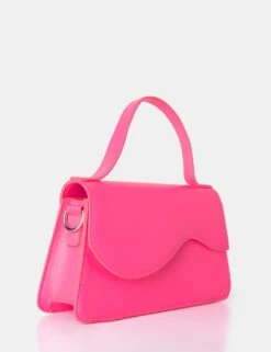 The Polly Bright Pink Croc Top Handle Mini Bag -LoafLuxe Shop 771A4848