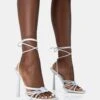 Glow Up White PU Knotted Strappy Lace Up Square Toe Stiletto Heels 1 Glow Up White PU Knotted Strappy Lace Up Square Toe Stiletto Heels -LoafLuxe Shop 771A4957