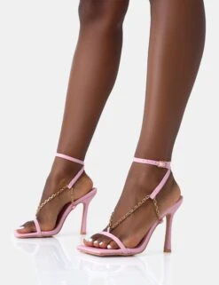 Catwalk Baby Pink PU Chain Strappy Square Toe Stiletto Heels 8 Catwalk Baby Pink PU Chain Strappy Square Toe Stiletto Heels -LoafLuxe Shop 771A5032