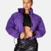 CROPPED POCKET DETAIL PUFFER PURPLE -LoafLuxe Shop 771A5099