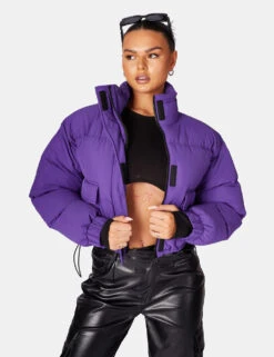 CROPPED POCKET DETAIL PUFFER PURPLE
