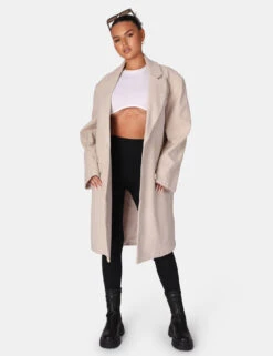 Longline Oversized Wool Coat Stone -LoafLuxe Shop 771A5227