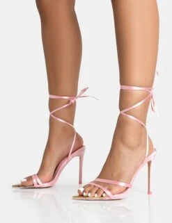 Unapologetic Baby Pink Satin Barely There Gold Pointed Toe Stiletto Heels -LoafLuxe Shop 771A5360