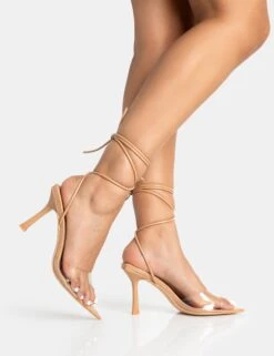 Unruly Nude Pu Perspex Strappy Lace Up Pointed Toe Stiletto Heels 8 Unruly Nude Pu Perspex Strappy Lace Up Pointed Toe Stiletto Heels -LoafLuxe Shop 771A5393