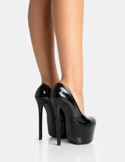 Stargaze Black Patent Extreme Court Stiletto Heels -LoafLuxe Shop 771A5467