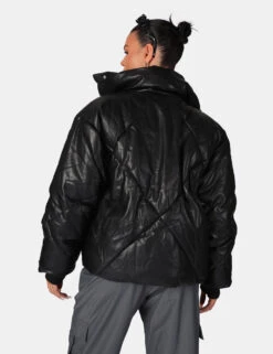 Pu Quilted Puffer Jacket Black -LoafLuxe Shop 771A5603