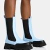 Kira Blue PU Chunky Sole Chelsea Ankle Boots -LoafLuxe Shop 771A5630