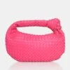 The Blame Hot Pink Woven PU Knot Detail Mini Grab Bag -LoafLuxe Shop 771A5635