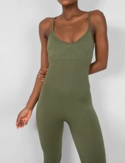 Seamless Unitard Jumpsuit Khaki -LoafLuxe Shop 771A5680