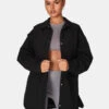 Padded Oversized Shacket Black -LoafLuxe Shop 771A5744