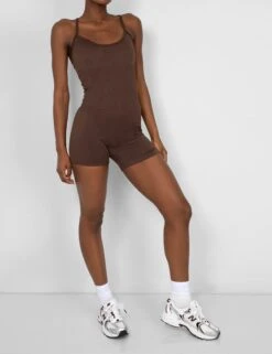 Seamless Unitard Playsuit Brown -LoafLuxe Shop 771A5811