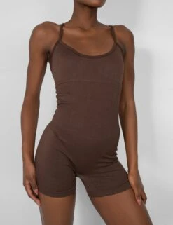 Seamless Unitard Playsuit Brown -LoafLuxe Shop 771A5831