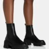 Astro Black Pu Elasticated Ankle Detail Chunky Sole Ankle Heeled Boots 2 Astro Black Pu Elasticated Ankle Detail Chunky Sole Ankle Heeled Boots -LoafLuxe Shop 771A5849