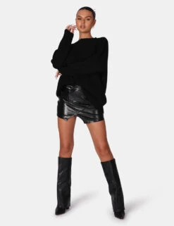 Oversized Knitted Crew Neck Jumper Black -LoafLuxe Shop 771A6110
