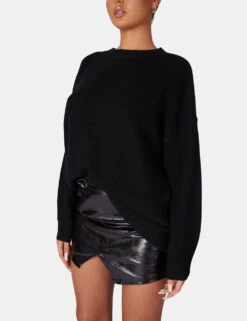 Oversized Knitted Crew Neck Jumper Black -LoafLuxe Shop 771A6140