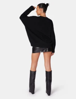 Oversized Knitted Crew Neck Jumper Black -LoafLuxe Shop 771A6142