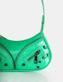 The Candice Zip Detailed Neon Green Croc Shoulder Bag -LoafLuxe Shop 771A6151 58392a60 db2f 418f b4b1 c5ec1a68549f