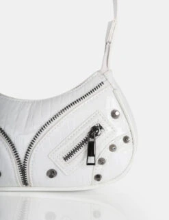 The Candice Zip Detailed White Croc Shoulder Bag -LoafLuxe Shop 771A6155 926b97aa d7fa 43f4 8d31 f75174765a81