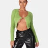 Long Sleeve Kaiia Trim Fluffy Knit Top Green -LoafLuxe Shop 771A6243