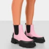 By Midnight Pink Pu Platform Chunky Sole Chelsea Boots -LoafLuxe Shop 771A6363copy