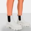 By Midnight White Pu Platform Chunky Sole Chelsea Boots -LoafLuxe Shop 771A6374copy
