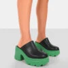 Sandi Green PU Chunky Sole Block Heeled Mules 2 Sandi Green PU Chunky Sole Block Heeled Mules -LoafLuxe Shop 771A6387