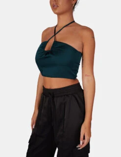 U Trim Satin Bralet Forest Green -LoafLuxe Shop 771A6556