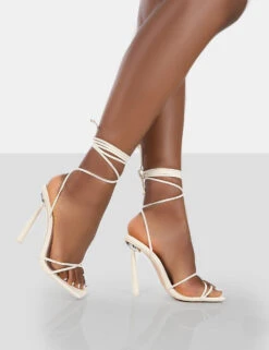 Ci Ci Ecru Pu Square Toe Lace Up Stiletto Heels -LoafLuxe Shop 771A6605 ed1b15f5 9728 47ef 8c49 c7f993eeb541