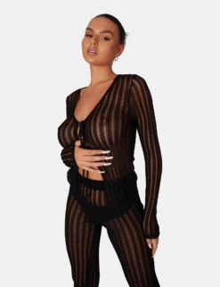 High Waisted Ladder Stitch Knitted Leggings -LoafLuxe Shop 771A6657