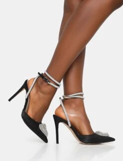 Cupid Black Satin Diamante Heart Wrap Around Pointed Toe Stiletto Heels 12 Cupid Black Satin Diamante Heart Wrap Around Pointed Toe Stiletto Heels -LoafLuxe Shop 771A6720