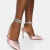 Cupid Baby Pink Satin Diamante Wrap Around Pointed Court Stiletto Heels -LoafLuxe Shop 771A6728