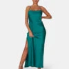 Split Hem Cowl Neck Cross Back Maxi Dress Emerald Green -LoafLuxe Shop 771A68081