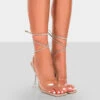 Bly Nude Patent Clear Perspex Cake Stand Lace Up Square Toe Heels -LoafLuxe Shop 771A6877copy