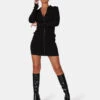 Zip Through Collared Mini Dress Black -LoafLuxe Shop 771A6893