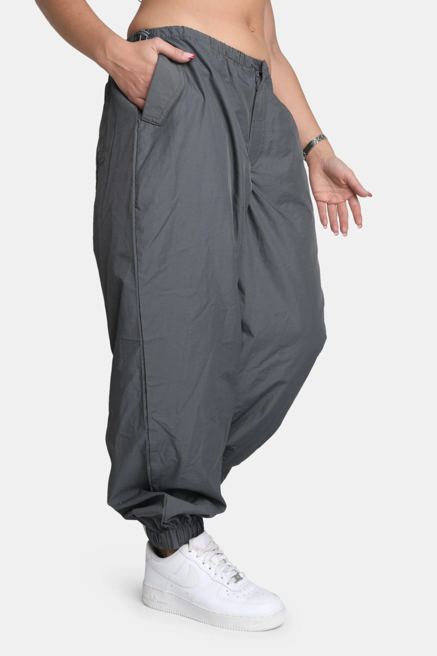 Drawstring Waist Parachute Cargo Trousers Grey 3 Drawstring Waist Parachute Cargo Trousers Grey