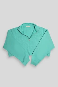 Half Zip Crop Sweatshirt Peppermint -LoafLuxe Shop 771A7147