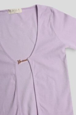 Kaiia Trim Ribbed Top Lilac -LoafLuxe Shop 771A7377